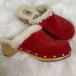 Ugg Kalie studded red suede clog size 7